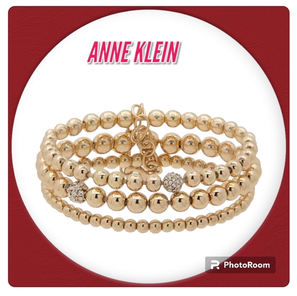 Anne Klein Gold Beaded Bracelet Trio